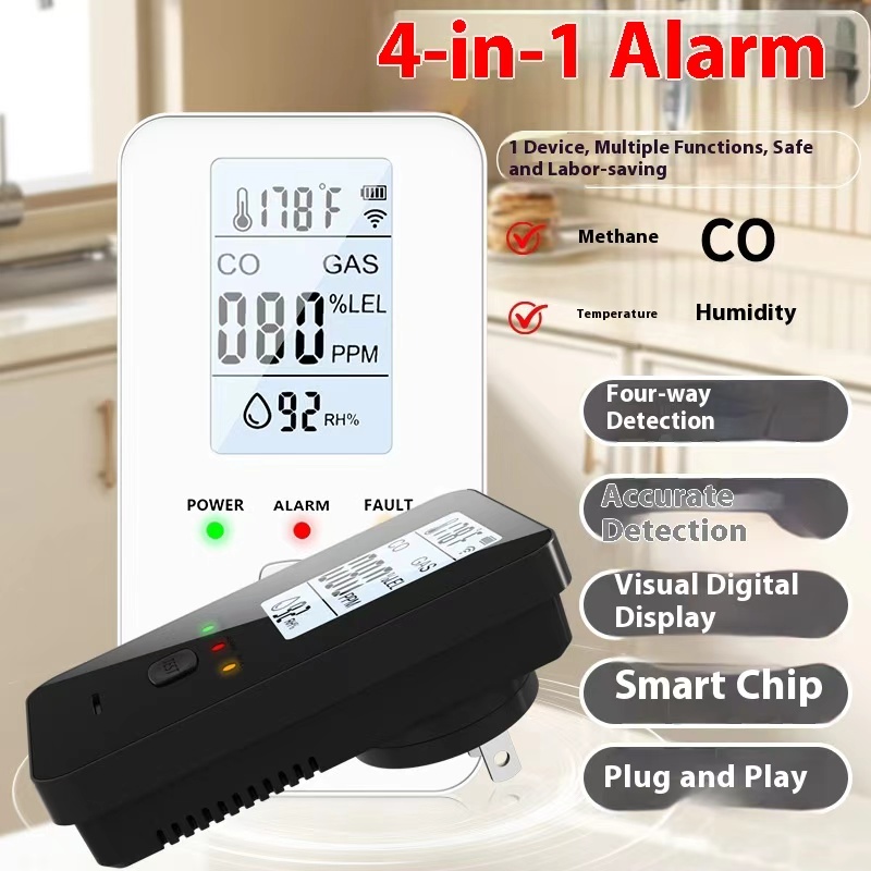 Detektor Gas 4 In 1 Alarm Karb - Co Detector Plug ulasan dan harga